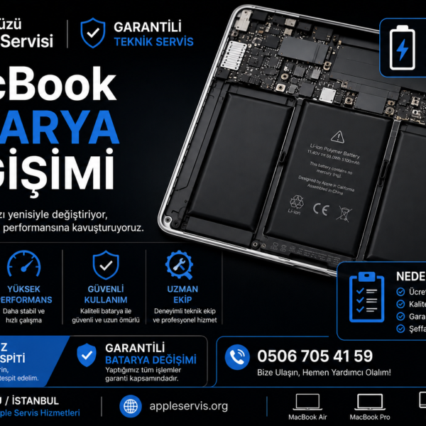 MacBook batarya değişimi hizmeti - Beylikdüzü Apple Servisi profesyonel ve garantili batarya değişimi